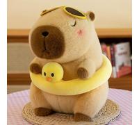 AQCQDQ Capybara - Doudou Capybara - En peluche capybara - Pour filles et garçons - Lavable en machine (35 cm, bouée de natation)