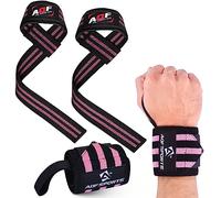 AQF 18" Bande Poignet Musculation & Rembourrées Sangle De Tirage Musculation Set (1 Paire De Chaque), Maintien Poignet Kit pour Muscu, Powerlifting, Deadlift & Fitness Hommes Et Femmes