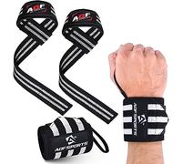 AQF 18" Bande Poignet Musculation & Rembourrées Sangle De Tirage Musculation Set (1 Paire De Chaque), Maintien Poignet Kit pour Muscu, Powerlifting, Deadlift & Fitness Hommes Et Femmes