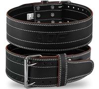 AQF Ceinture Musculation Homme | 6mm Réglable 100% Cuir Véritable Ceinture de Force Powerlifting | Lombaire D'haltérophilie Belt pour Weightlifting, Bodybuilding & Gym Fitness (Blanc, XL)