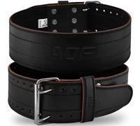 AQF Ceinture Musculation Homme | 6mm Réglable 100% Cuir Véritable Ceinture de Force Powerlifting | Lombaire D'haltérophilie Belt pour Weightlifting, Bodybuilding & Gym Fitness (Noir, L)