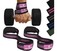 AQF Figure 8 Néoprène Rembourré Poids Musculation Sangle de Levage, Sangle de Tirage, Protege Poignet Sangle Musculation, Strap Poignet, Bandage Poignet Homme Femme Sport Maison (Noir & Rose)