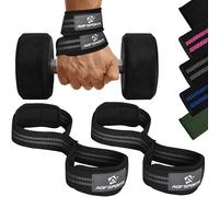 AQF Figure 8 Néoprène Rembourré Poids Musculation Sangle de Levage, Sangle de Tirage, Protege Poignet Sangle Musculation, Strap Poignet, Bandage Poignet Homme Femme Sport Maison (Noir & Gris)