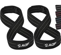 AQF Figure 8 Sangle De Tirage Musculation, Anti Slip Sangle Poignet Musculation Pour Haltérophilie, Soulevé De Terre, Heavy Duty Gym Lifting Straps, Ideal Sangle Levage Musculation (Noir et Vert, S)