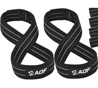 AQF Figure 8 Sangle De Tirage Musculation, Anti Slip Sangle Poignet Musculation Pour Haltérophilie, Soulevé De Terre, Heavy Duty Gym Lifting Straps, Ideal Sangle Levage Musculation (Noir et Blanc, S)