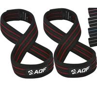 AQF Figure 8 Sangle De Tirage Musculation, Anti Slip Sangle Poignet Musculation Pour Haltérophilie, Soulevé De Terre, Heavy Duty Gym Lifting Straps, Ideal Sangle Levage Musculation (Noir et Rouge, M)