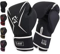 AQF Gants De Boxe Pour Homme & Femme, Enfant - Sac De Frappe Cuir, MMA, Pao, Arts Martiaux - Extra Rembourrage 4-16 Oz (8 oz, Argent)