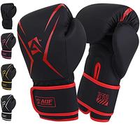 AQF Gants De Boxe Sac De Frappe Cuir pour Gants MMA Enfant, Pao Boxe, Arts Martiaux (4/6/8/10/12/14/16 Oz, Rouge)