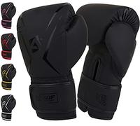 AQF Gants De Boxe Sac De Frappe Cuir pour Gants MMA et Arts Martiaux, Pao Boxe (16 oz, Noir)