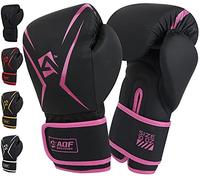 AQF Gants De Boxe Sac De Frappe Cuir pour Gants MMA et Arts Martiaux, Pao Boxe (8 oz, Rose)