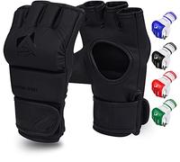AQF Gants MMA- Gant De Boxe UFC Paume Ouverte- Mitaines MMA Gloves pour Grappling, Muay Thaï, Kickboxing, Sac De Frappe, Entraînement, Karate, Taekwondo- Gants Arts Martiaux Homme Femme (Noir Mat, S)