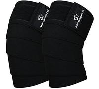 AQF Genouillère Bandage Musculation - IPL et USPA Approuvé Sangles de Genou pour Haltérophilie Avec Elastique Musculation - Sport Knee Wraps, Attelle Protection Genoux pour Squat, Entraînement