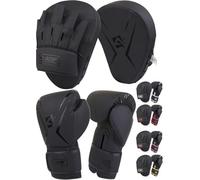 AQF Kit Gants de Boxe & Pattes d'ours, MMA Muay Thai Kickboxing 8-16 Oz | Kit Complet, Rembourrage Multicouche, Design Respirant, Entraînement, Karate & Arts Martiaux, Boxing Glove avec Pao Boxe