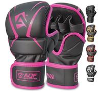 AQF MMA Gants D'entraînement, Design De Paume Ouverte, Support De Poignet Amélioré, Rembourrage Absorbant Les Chocs, Légers Et Durables pour L'entraînement, Le Kickboxing, Le Muay Thai (Rose, L/XL)