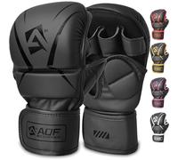 AQF MMA Gants D'entraînement, Design De Paume Ouverte, Support De Poignet Amélioré, Rembourrage Absorbant Les Chocs, Légers Et Durables pour L'entraînement, Le Kickboxing, Le Muay Thai (Noir, L/XL)