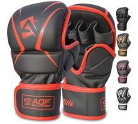 AQF MMA Gants D'entraînement, Design De Paume Ouverte, Support De Poignet Amélioré, Rembourrage Absorbant Les Chocs, Légers Et Durables pour L'entraînement, Le Kickboxing, Le Muay Thai (Rouge, S/M)