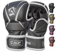 AQF MMA Gants D'entraînement, Design De Paume Ouverte, Support De Poignet Amélioré, Rembourrage Absorbant Les Chocs, Légers Et Durables pour L'entraînement, Le Kickboxing, Le Muay Thai (Argent, S/M)