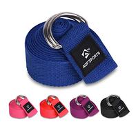 AQF Sangle Yoga étirement elastique musculation resistance band Ceinture à Anneau en D réglable, 100% Pure Cotton pour Corps Stretching avec Tailles 1.8M/2.4M/3M (3M, Bleu)