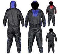 AQF Sauna Vetement De Sudation Femme Homme Fitness Combinaison Sudation Costume Sauna Sweat Suit Running Gym Jogging Survetement Tenue de Sudation (Tenue complète) (Bleu, 3XL-Grande)