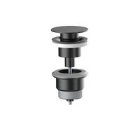 AQG - Bonde pour lavabo - Valve clic-clac pour lavabo - Bouchon plat - Compatible avec trop-plein et sans trop-plein - Haute durabilité (Gun Metal)