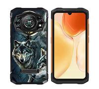 AQGG Coque pour Doogee S98 (6.30 Pouces),Black Souple TPU Housse étuis Silicone Etui Back Case pour Doogee S98 - Anti-Rayures - Lune et loup-WMA29