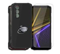 AQGGIIXY Coque Noire Anneau et Verre pour Doogee Blade 20 Plus