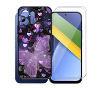 AQGGIIXY Coque Noire et 2 Verres pour POCO C95 Pro - XV16 | 6.90". Silicone souple, bords surélevés, coins renforcés, anti choc + verre 9H, protection complète.