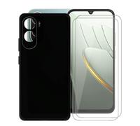 AQGGIIXY Coque Noire et 2 Verres pour Xiaomi POCO C81 Pro | 6.88". Silicone souple, bords surélevés, coins renforcés, anti choc + verre 9H, protection complète.