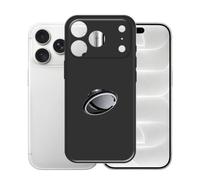 AQGGIIXY Coque Noire et Anneau pour iPhone 18 Pro Max | 6.90". Soft silicone + 360° metal ring, secure grip, anti-drop, hands-free stand vertical or horizontal.