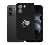 AQGGIIXY Coque Noire et Anneau pour Redmi Note 17 Pro Max | 6.83". Soft silicone + 360° metal ring, secure grip, anti-drop, hands-free stand vertical or horizontal.