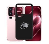AQGGIIXY Coque Noire et Anneau pour Xiaomi 18 Pro Max | 6.90". Soft silicone + 360° metal ring, secure grip, anti-drop, hands-free stand vertical or horizontal.