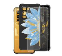 AQGGIIXY Coque Noire Imprimé et Verre pour Blackview Fort 5 - W19