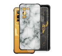 AQGGIIXY Coque Noire Imprimé et Verre pour Blackview Fort 5 - WM73