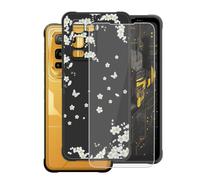 AQGGIIXY Coque Noire Imprimé et Verre pour Blackview Fort 5 - WM91