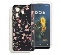 AQGGIIXY Coque Noire Imprimé et Verre pour TCL NXTpaper 70 Pro - WM84