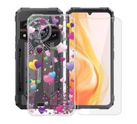 AQGGIIXY Coque pour Cubot Kingkong 11 (6.72"),avec [1 x Protecteur D'écran en Verre Trempé], Transparent Antichoc Silicone Cover Souple TPU Housse Etui pour Cubot Kingkong 11 - Ballon d'amour