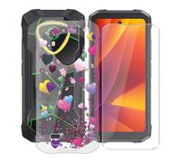 AQGGIIXY Coque pour Cubot Kingkong Mini 4 (4.70"),avec [1 x Protecteur D'écran en Verre Trempé], Transparent Antichoc Etui Silicone Cover Souple TPU Housse - Ballon d'amour