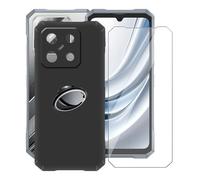 AQGGIIXY Coque pour Doogee Blade GT Pro avec Verre Trempé + Rotation 360 Degrés Anneau Support, Ultra-Mince Noir Antichoc Silicone Souple TPU Housse Etui pour Doogee Blade GT Pro