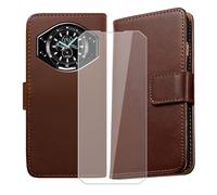 AQGGIIXY Coque pour Doogee S119 (6.72 Pouces), Housse Pochette de Carte Portefeuille en Cuir avec Rabat + Verre trempé écran Film Protecteur, Étui Cover Noir pour Doogee S119