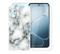 AQGGIIXY Coque pour Oppo A6x 4G (6.75"),avec [1 x Protecteur D'écran en Verre Trempé], Transparent Antichoc Silicone Cover Souple TPU Housse Etui pour Oppo A6x 4G - Marble
