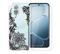 AQGGIIXY Coque pour Oppo A6x 4G (6.75"),avec [1 x Protecteur D'écran en Verre Trempé], Transparent Antichoc Silicone Cover Souple TPU Housse Etui pour Oppo A6x 4G - Flower