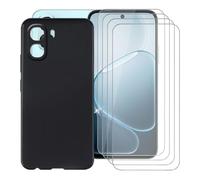 AQGGIIXY Coque pour Oppo A6x 4G (6.75"), avec [4 x Protecteur D'écran en Verre Trempé], Noir Antichoc Souple Silicone TPU Housse Etui, pour Oppo A6x 4G Cover Case - Black