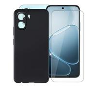 AQGGIIXY Coque pour Oppo A6x 4G (6.75") + Verre Trempé(1 Pièces), Case Protection Résistant Aux Chutes X Silicone Souple Housse Anti-Rayures + Film Protecteur - Black