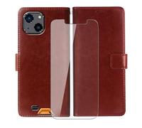AQGGIIXY Coque pour Oukitel WP32 Pro (6.00") avec Verre trempé en Film Protecteur, PU Flip Housse Etui, Fonction Stand avec Fente Carte Cuir Cover Case - Brown