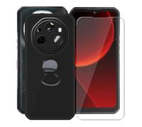 AQGGIIXY Coque pour Oukitel WP55 Pro (6.60") avec 1 X Verre Trempé + Rotation 360 Degrés Anneau Support, Ultra-Mince Semi-Transparent Antichoc Silicone Souple TPU Housse Etui pour Oukitel WP55 Pro