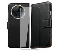 AQGGIIXY Coque pour Ulefone Armor 23 Ultra (6.78 Pouces), Housse Pochette de Carte Portefeuille en Cuir avec Rabat + Verre trempé écran Film Protecteur, Étui Cover Noir pour Ulefone Armor 23 Ultra