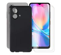 AQGGIIXY Coque pour ZTE Blade A35e 4G (6.52") + 2 X Protecteur d'écran en Verre Trempé, Ultra Mince Anti-Rayures TPU Case Cover Souple Silicone Housse Etui