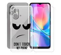 AQGGIIXY Coque pour ZTE Blade A35e 4G (6.52"),avec [1 x Protecteur D'écran en Verre Trempé], Transparent Antichoc Etui Silicone Cover Souple TPU Housse - Ne me Touche Pas I