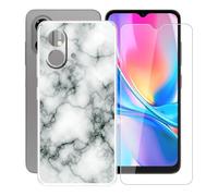 AQGGIIXY Coque pour ZTE Blade A35e 4G (6.52"),avec [1 x Protecteur D'écran en Verre Trempé], Transparent Antichoc Etui Silicone Cover Souple TPU Housse - Marbre