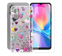 AQGGIIXY Coque pour ZTE Blade A35e 4G (6.52"),avec [1 x Protecteur D'écran en Verre Trempé], Transparent Antichoc Etui Silicone Cover Souple TPU Housse - Ballon d'amour